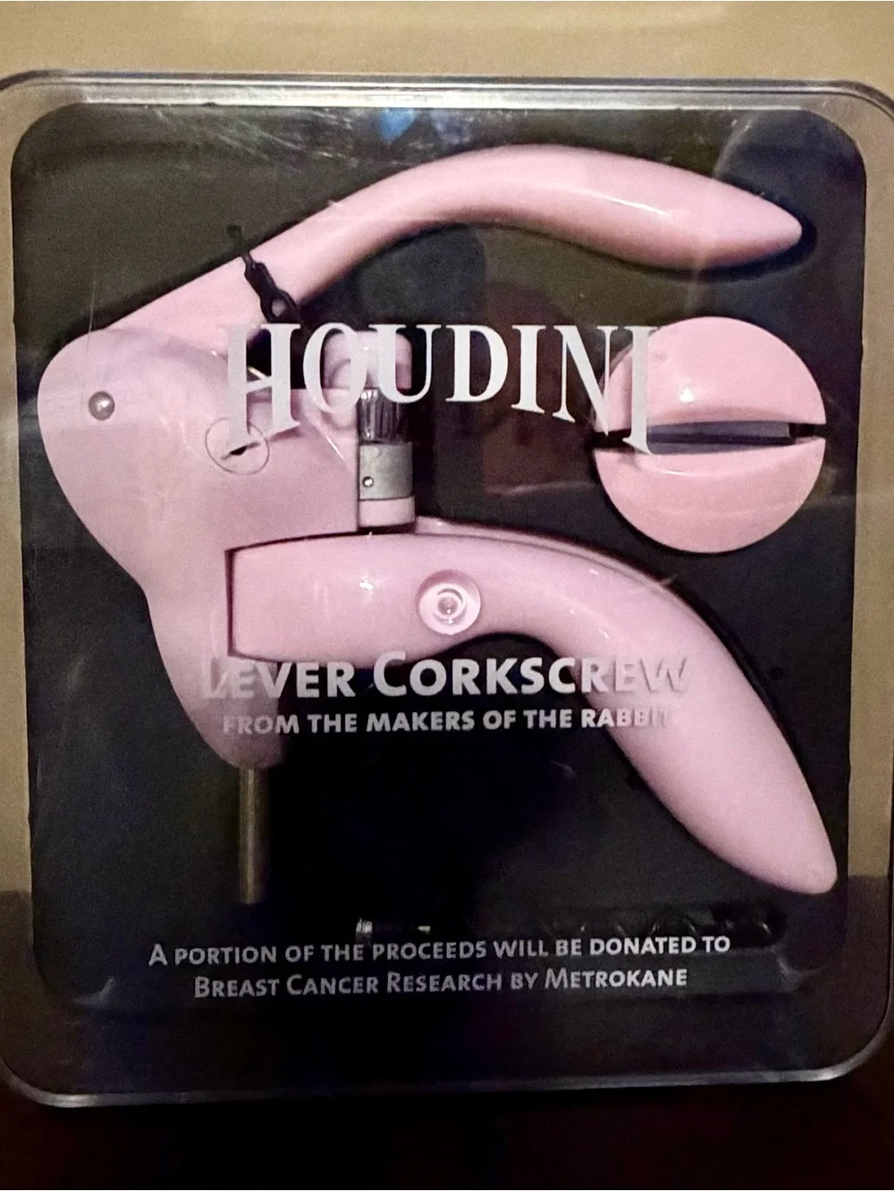 Houdini Pink Lever Corkscrew Foil Cutter & Spare Spiral Included. Original Box.